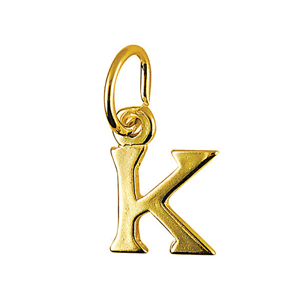 Block Initial Charm — K, 9kt Rose Gold